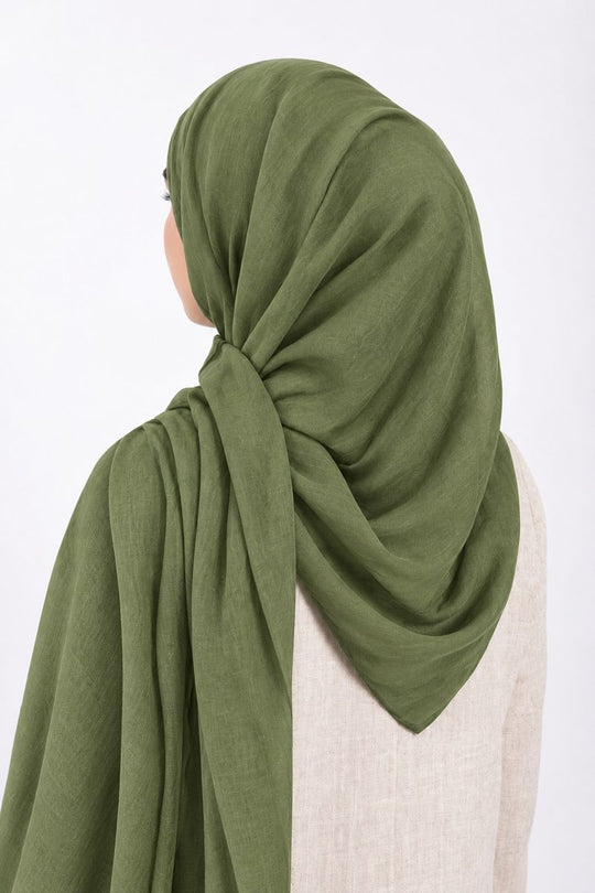 Premium Modal Hijab | Olive - back view