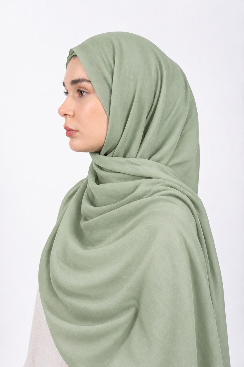 Premium Modal Hijab | Pale Sage - side view