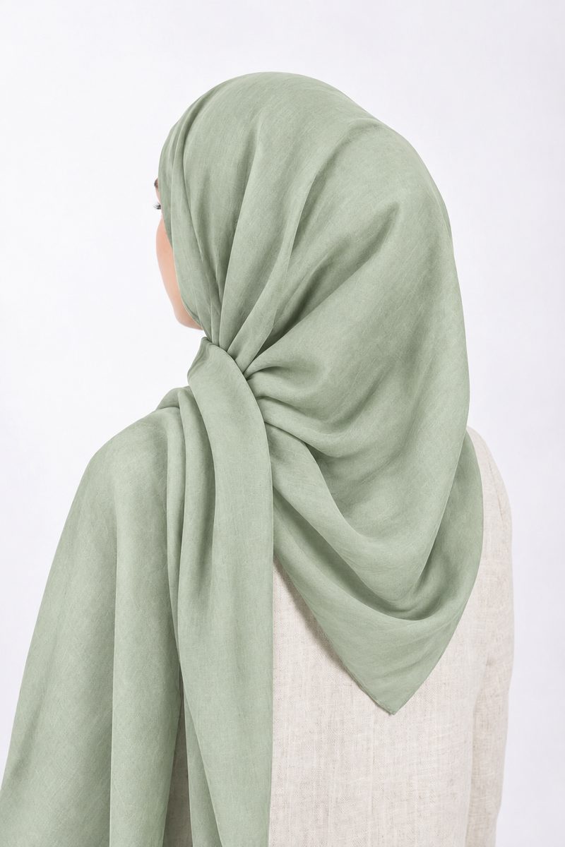 Premium Modal Hijab | Pale Sage - back view