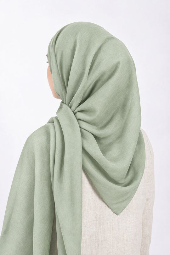 Premium Modal Hijab | Pale Sage - back view