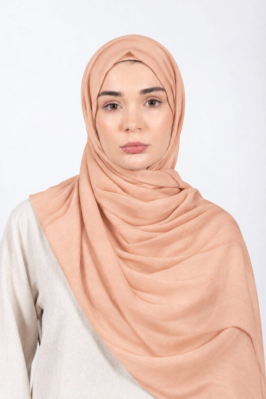 Premium Modal Hijab | Peach - front view