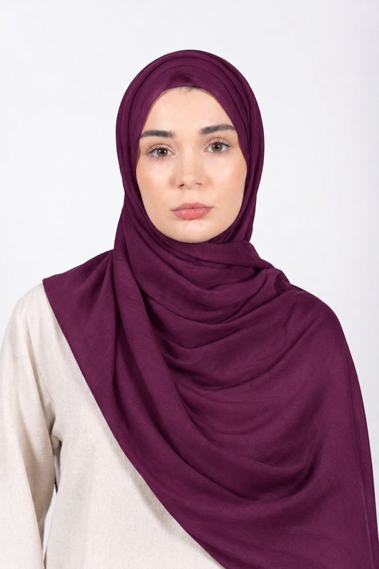 Premium Modal Hijab | Plum - front view