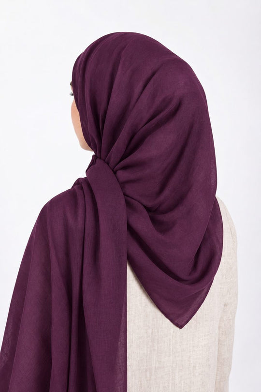Premium Modal Hijab | Plum - back view