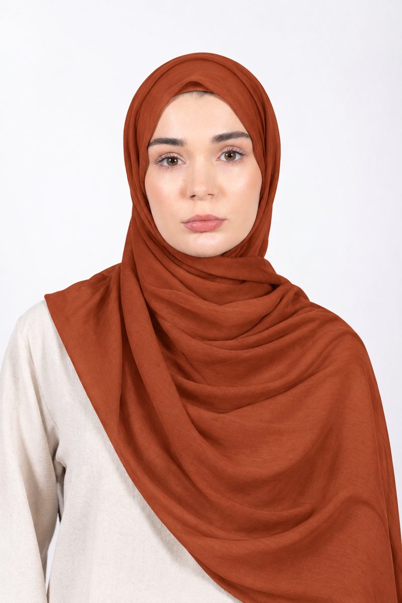 Premium Modal Hijab | Rust - front view