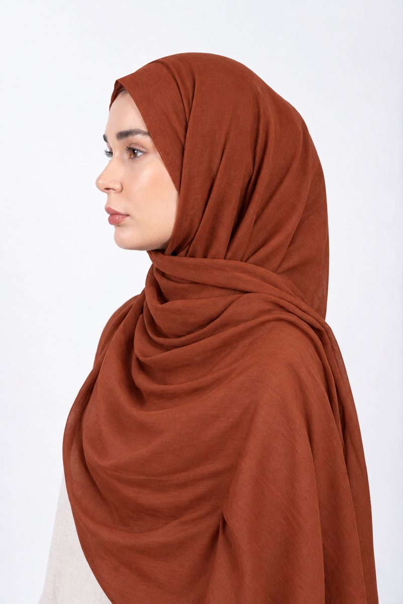 Premium Modal Hijab | Rust - side view