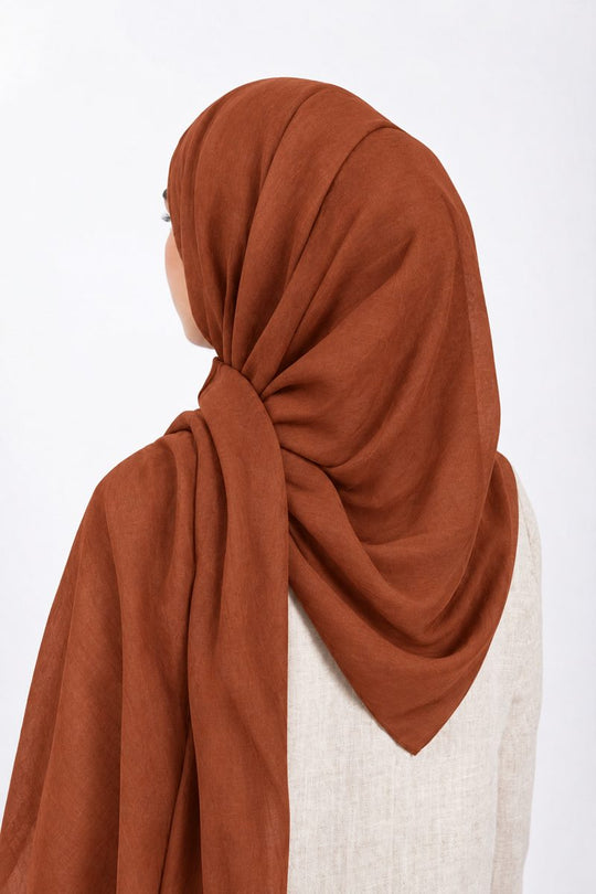 Premium Modal Hijab | Rust - back view