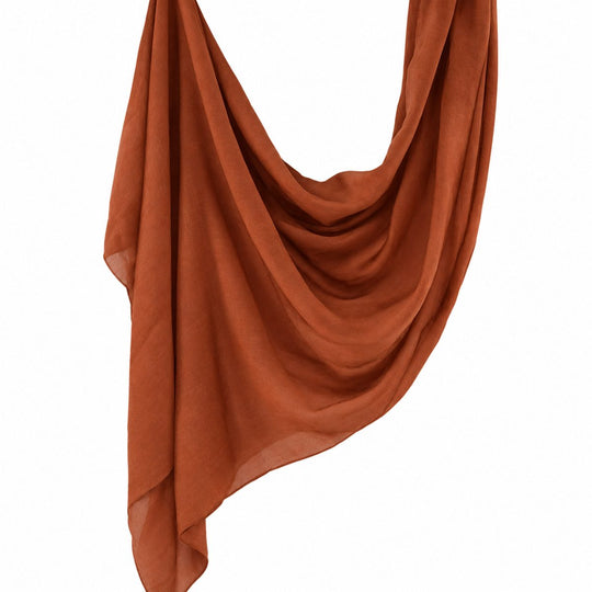 Premium Modal Hijab | Rust - flat lay view