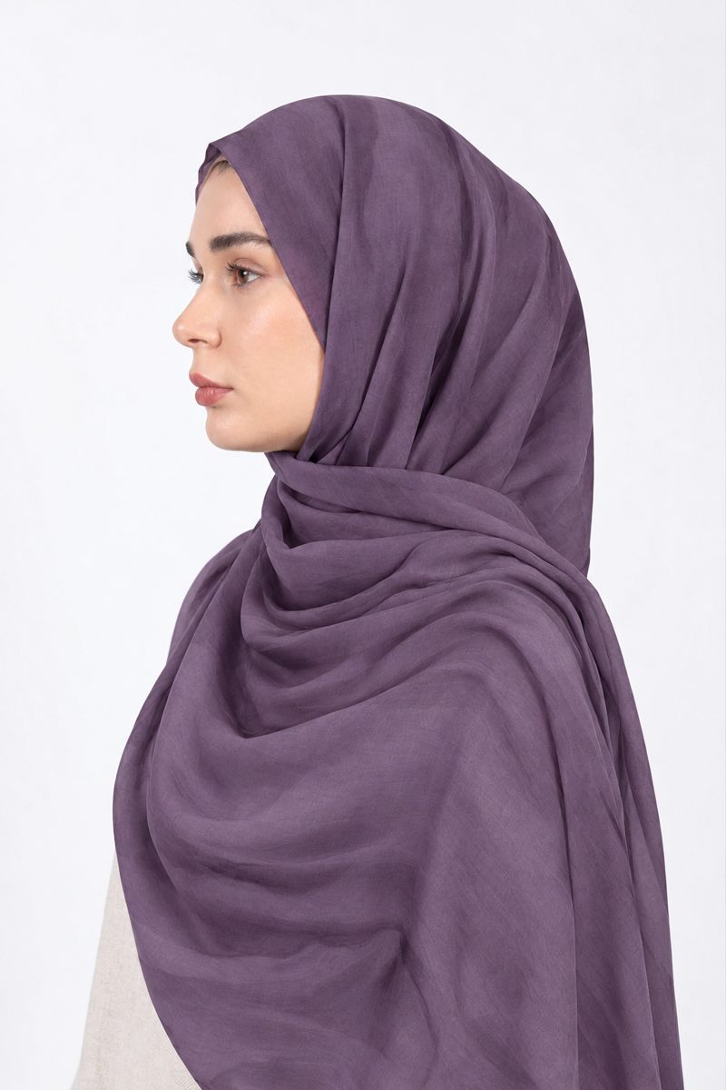 Premium Modal Hijab | Smoky Purple - side view