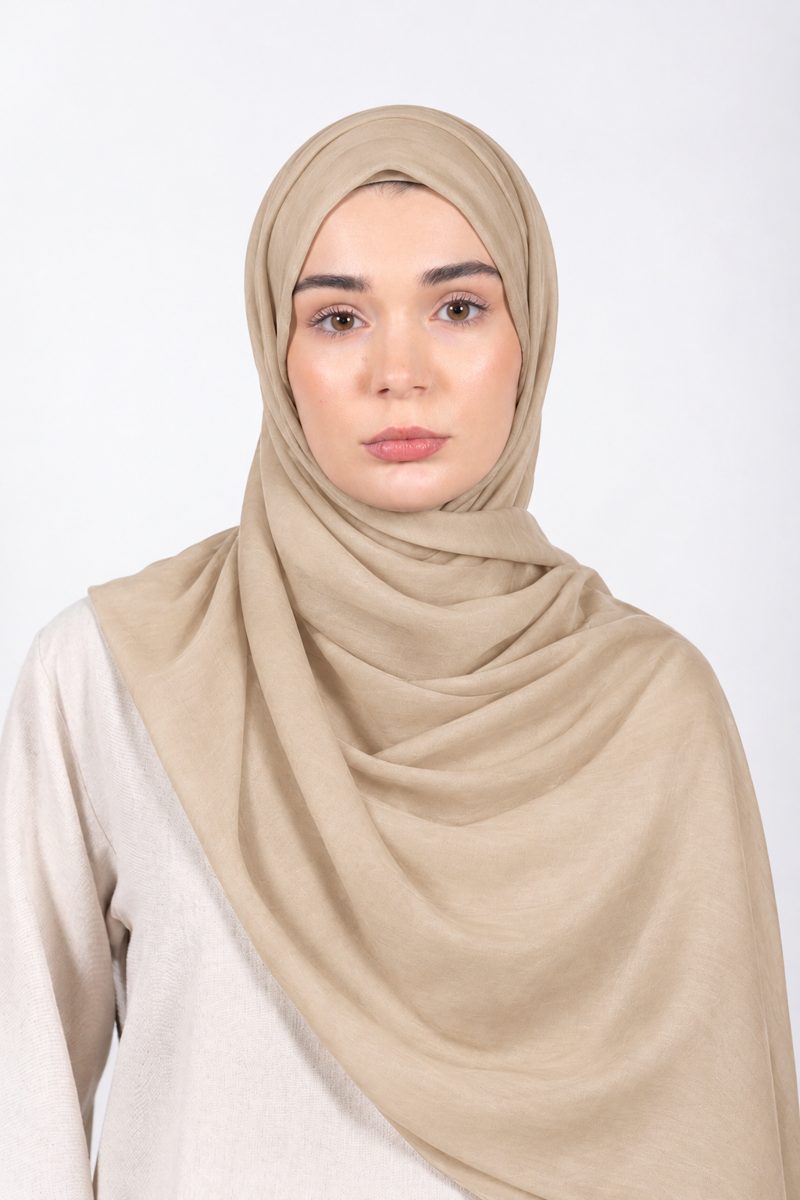 Premium Modal Hijab | Stone Beige - front view