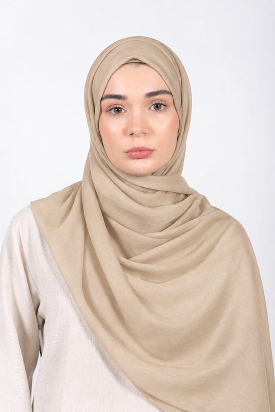 Premium Modal Hijab | Stone Beige - front view