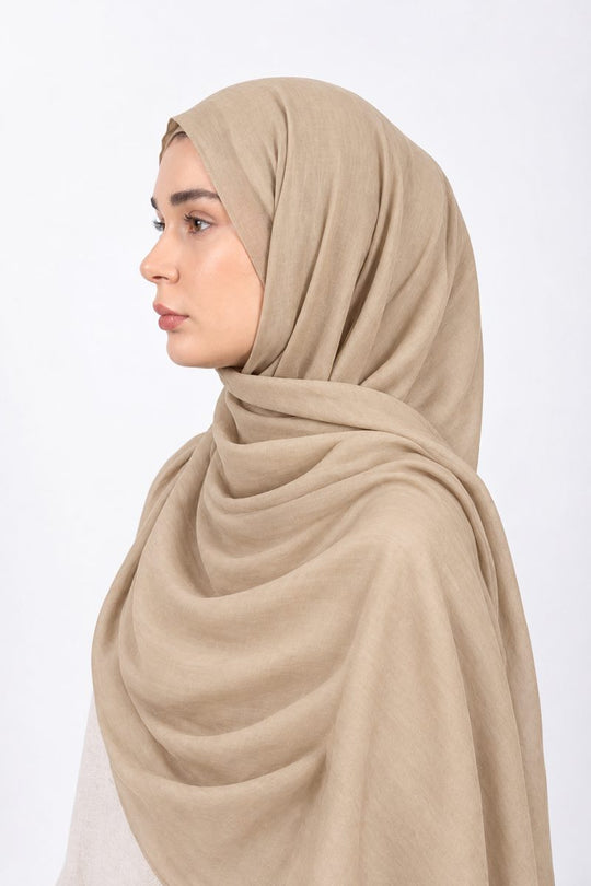 Premium Modal Hijab | Stone Beige - side view