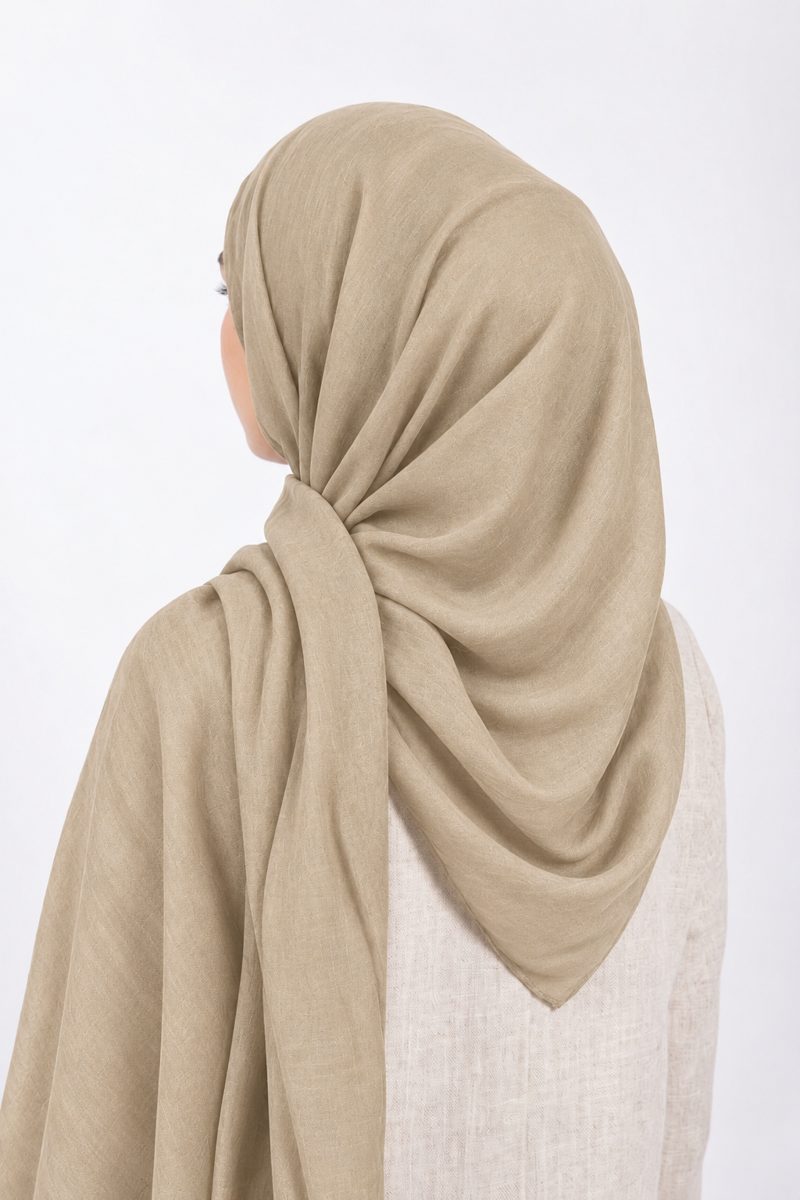 Premium Modal Hijab | Stone Beige - back view