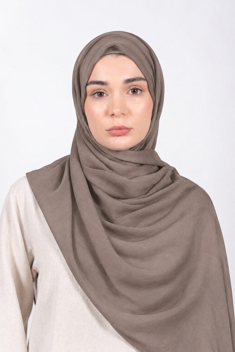 Premium Modal Hijab | Taupe - front view