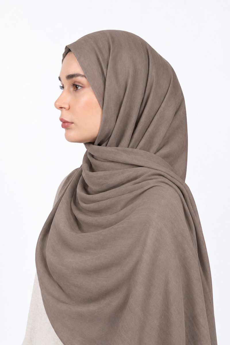 Premium Modal Hijab | Taupe - side view