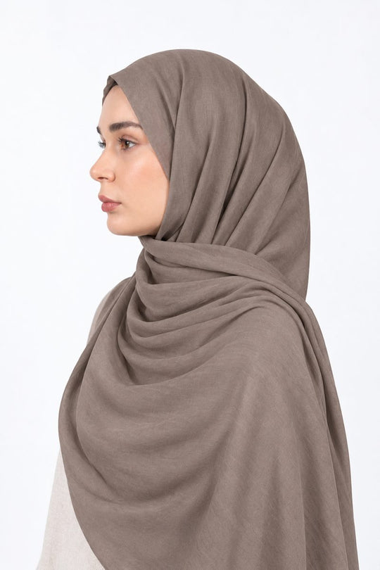 Premium Modal Hijab | Taupe - side view