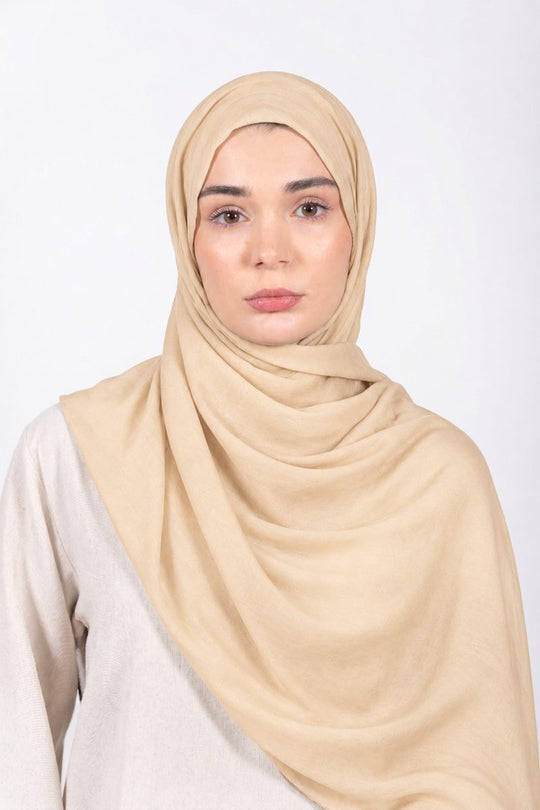 Premium Modal Hijab | Vanilla - front view