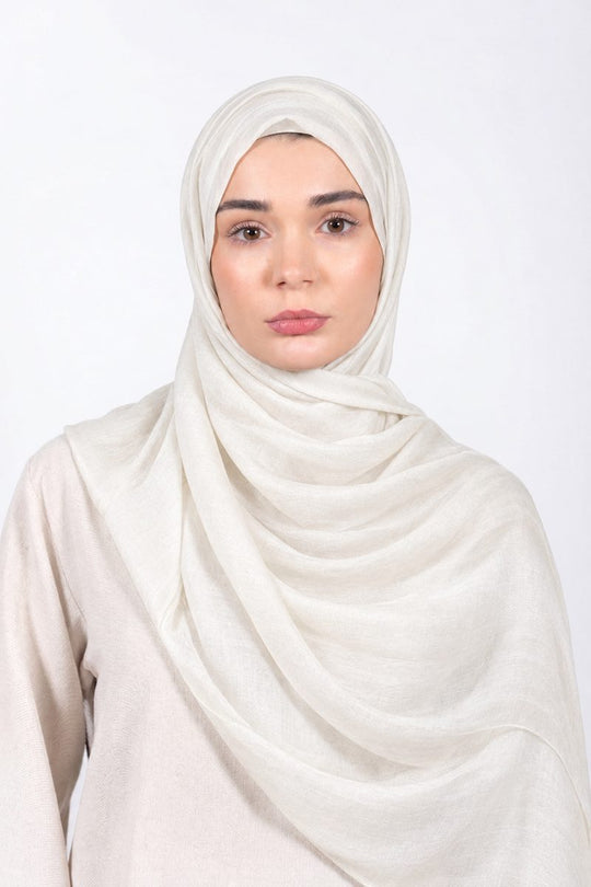 Premium Modal Hijab | White - front view