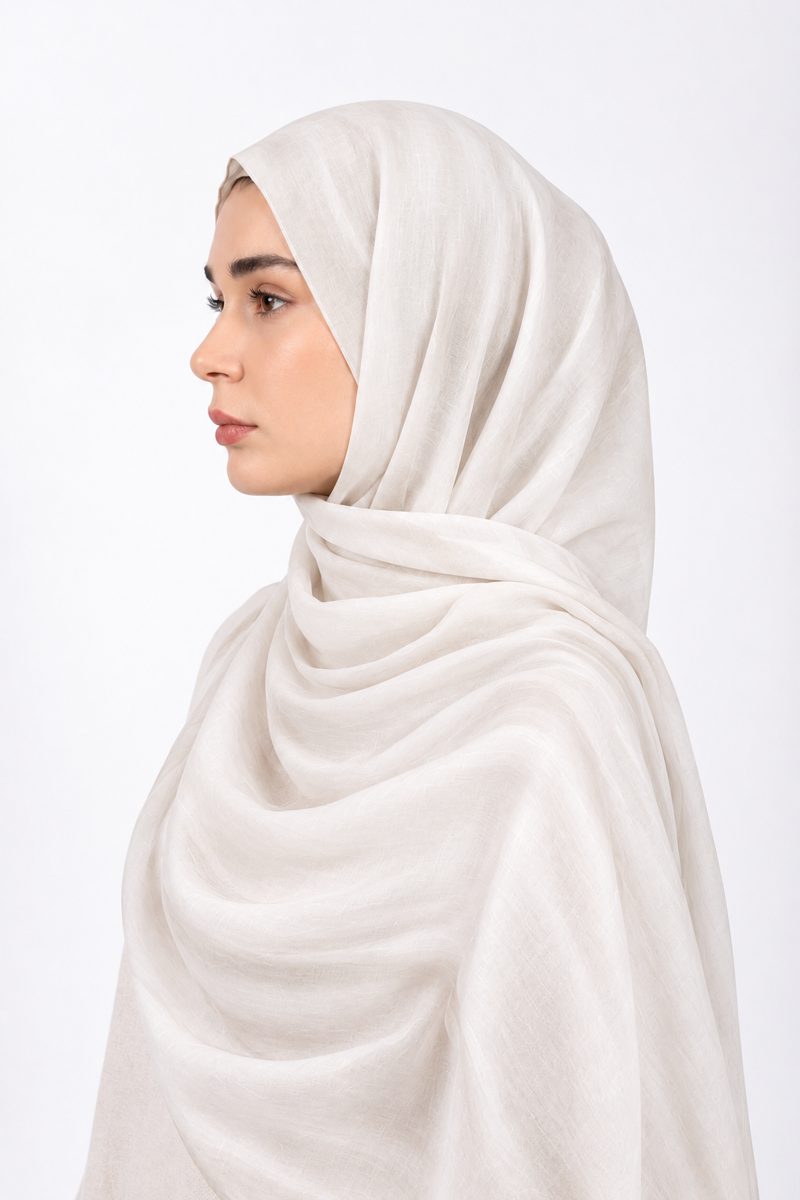 Premium Modal Hijab | White - side view