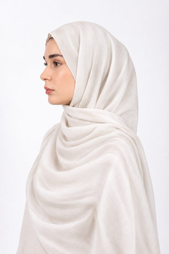 Premium Modal Hijab | White - side view