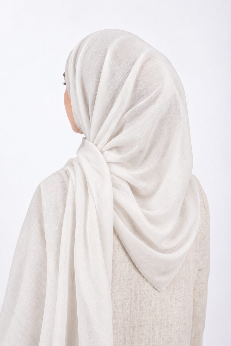 Premium Modal Hijab | White - back view