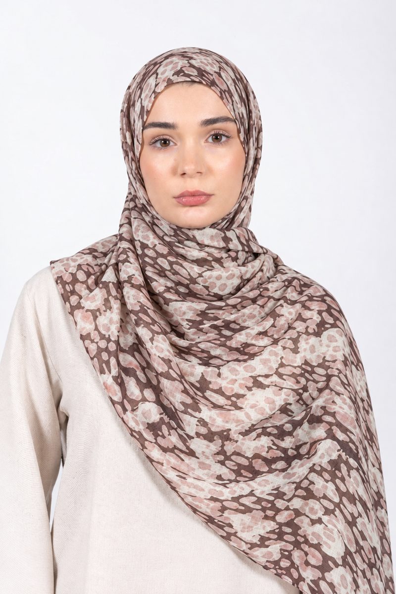 Printed Modal Hijab | Blush Cocoa - front view
