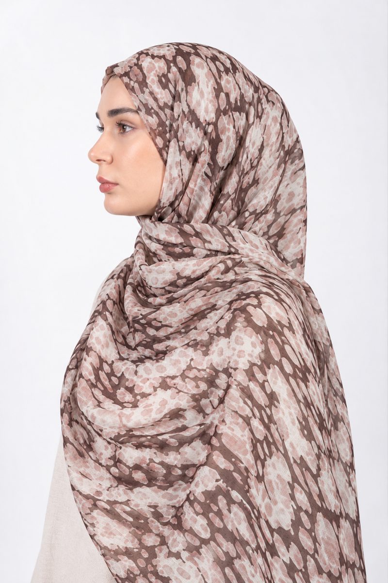 Printed Modal Hijab | Blush Cocoa - side view