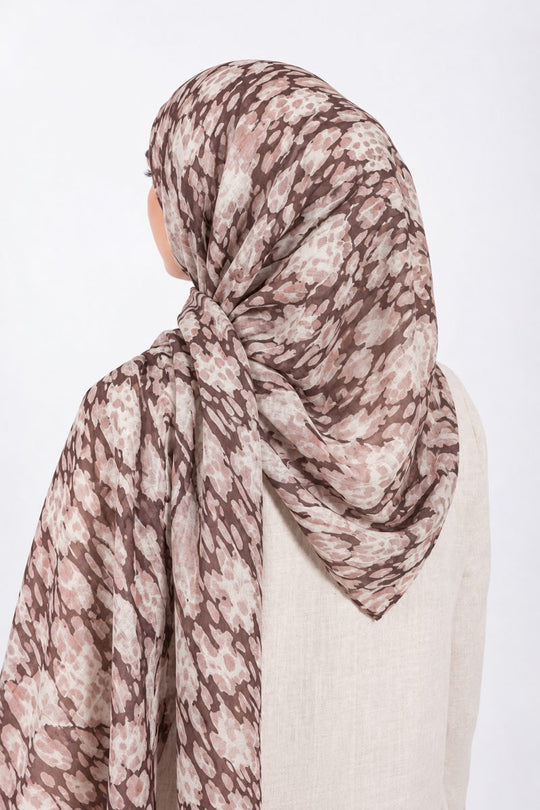 Printed Modal Hijab | Blush Cocoa - back view