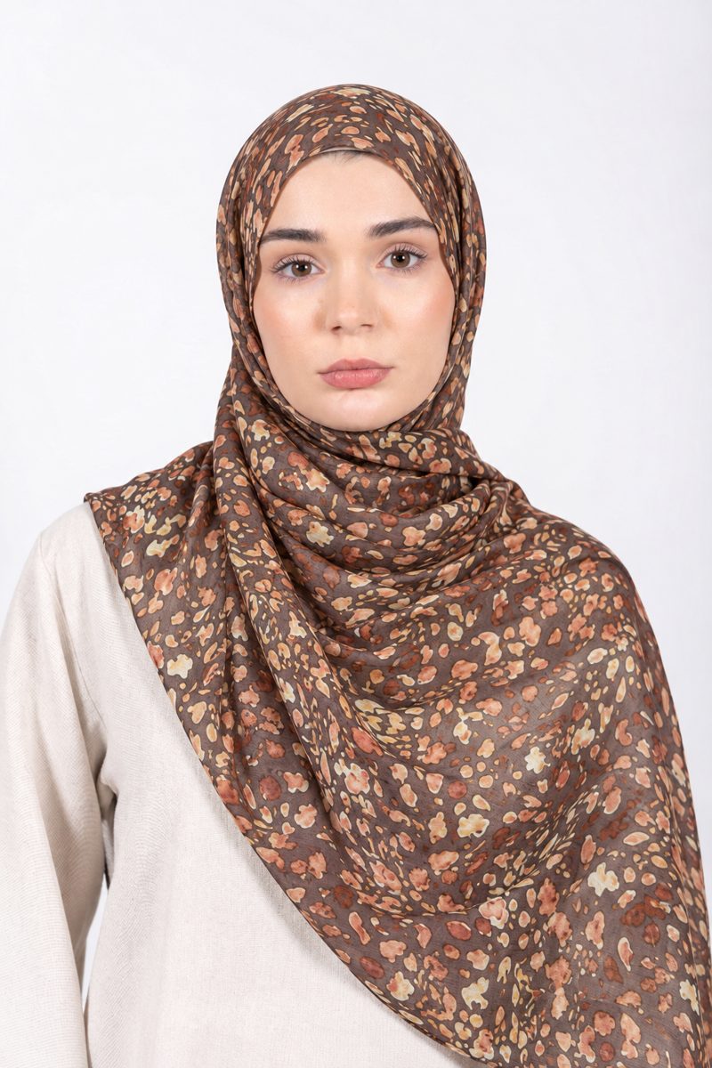Printed Modal Hijab | Cocoa Floral - front view