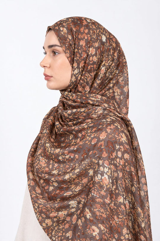 Printed Modal Hijab | Cocoa Floral - side view