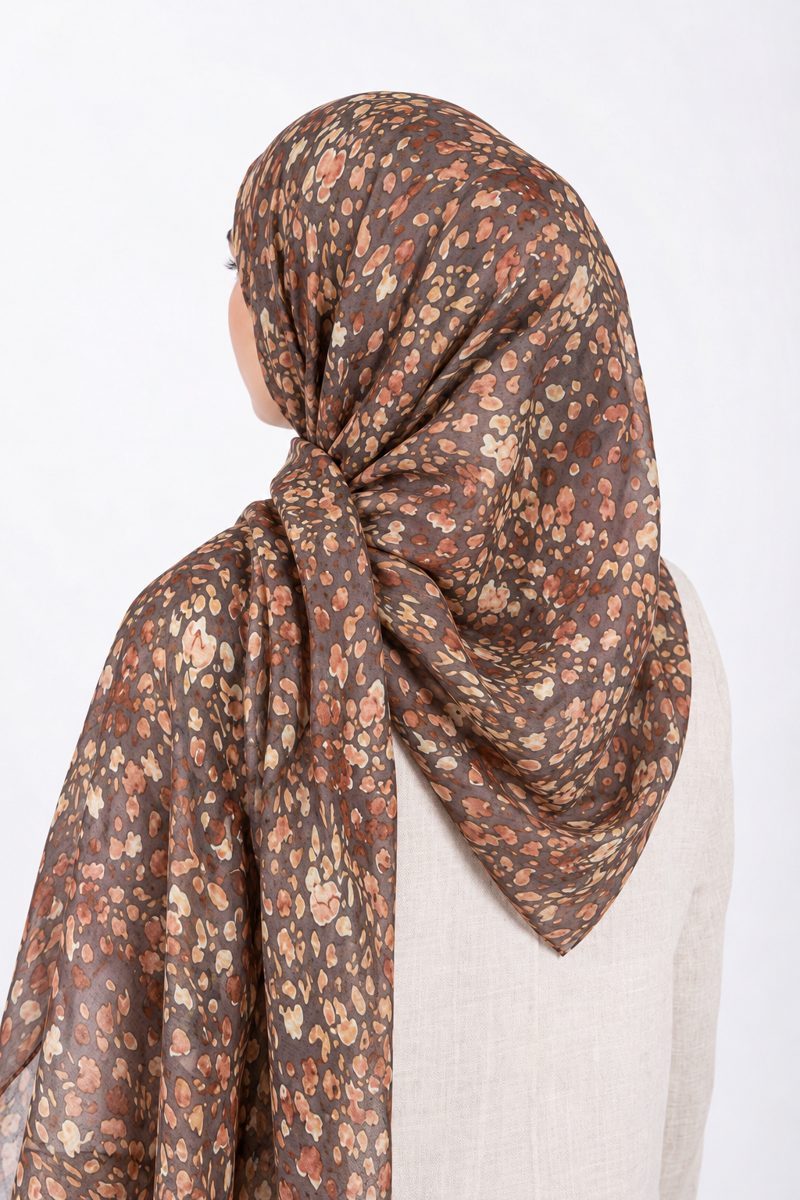 Printed Modal Hijab | Cocoa Floral - back view