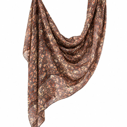 Printed Modal Hijab | Cocoa Floral - flat lay view