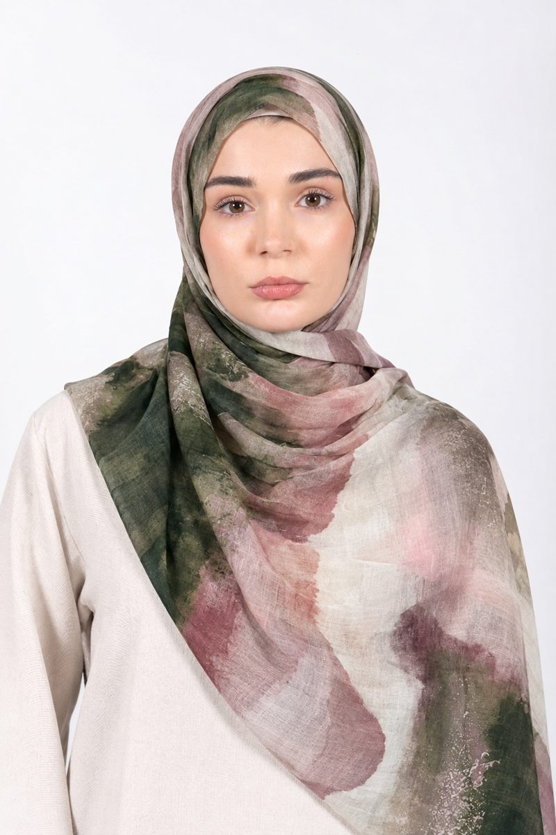 Printed Modal Hijab | Forest Rose - front view