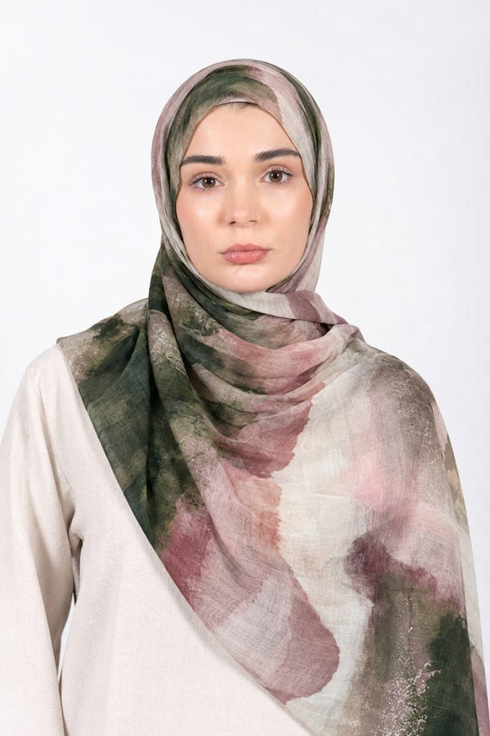 Printed Modal Hijab | Forest Rose - front view
