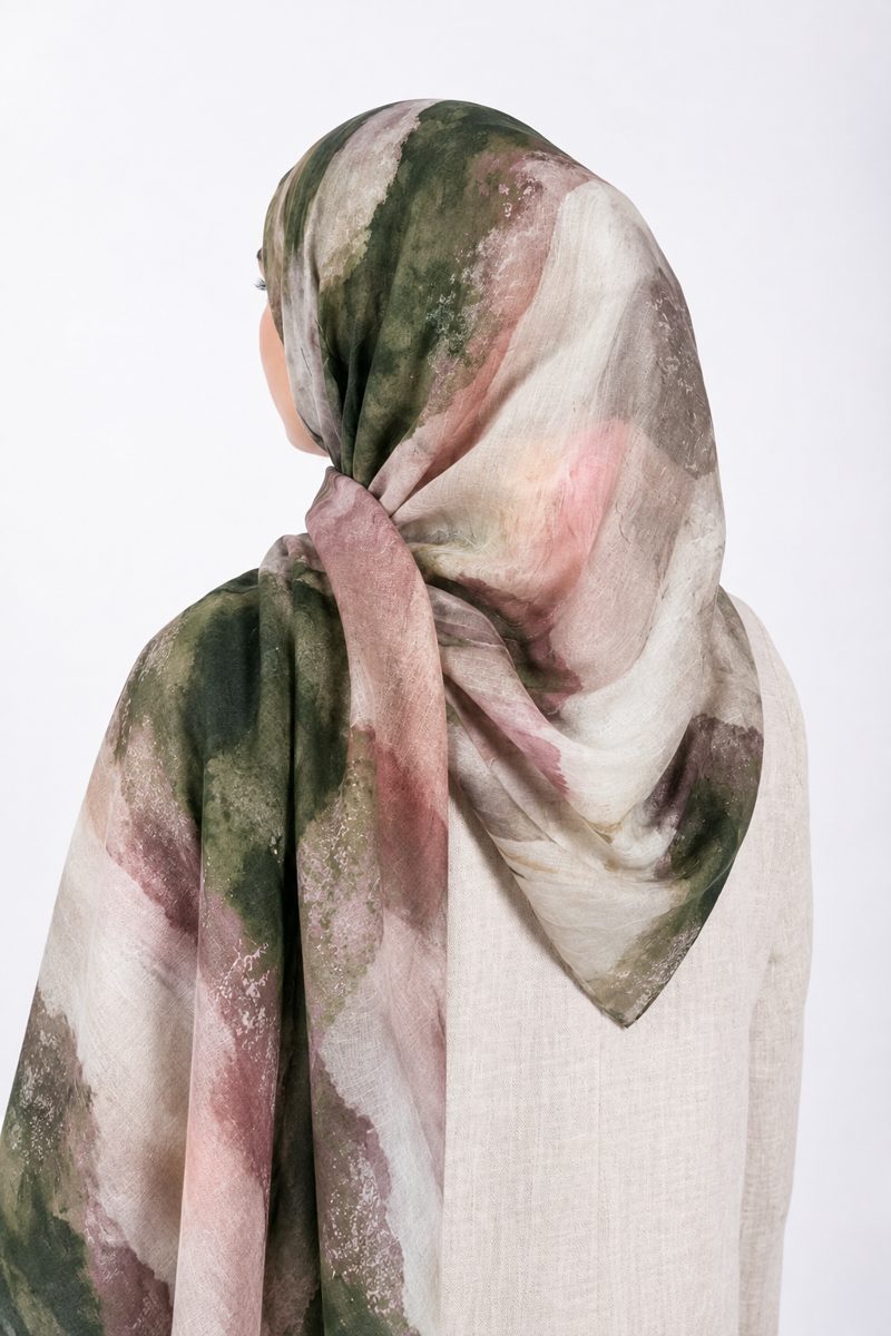 Printed Modal Hijab | Forest Rose - back view