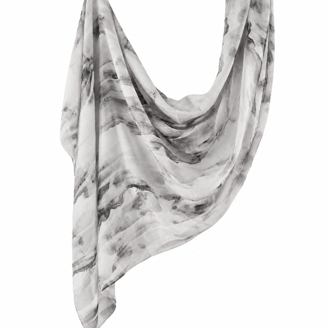 Printed Modal Hijab | Grey Marble - flat lay view
