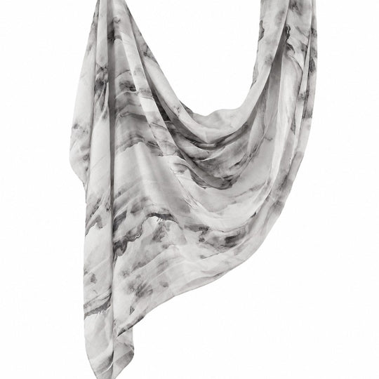 Printed Modal Hijab | Grey Marble - flat lay view