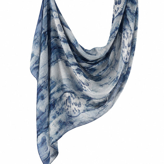 Printed Modal Hijab | Indigo Medallion - flat lay view