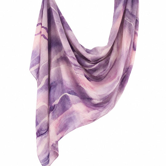 Printed Modal Hijab | Lilac Watercolor - flat lay view