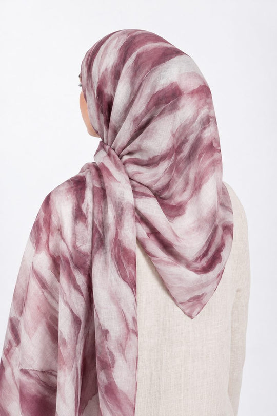 Printed Modal Hijab | Mauve Wave - back view