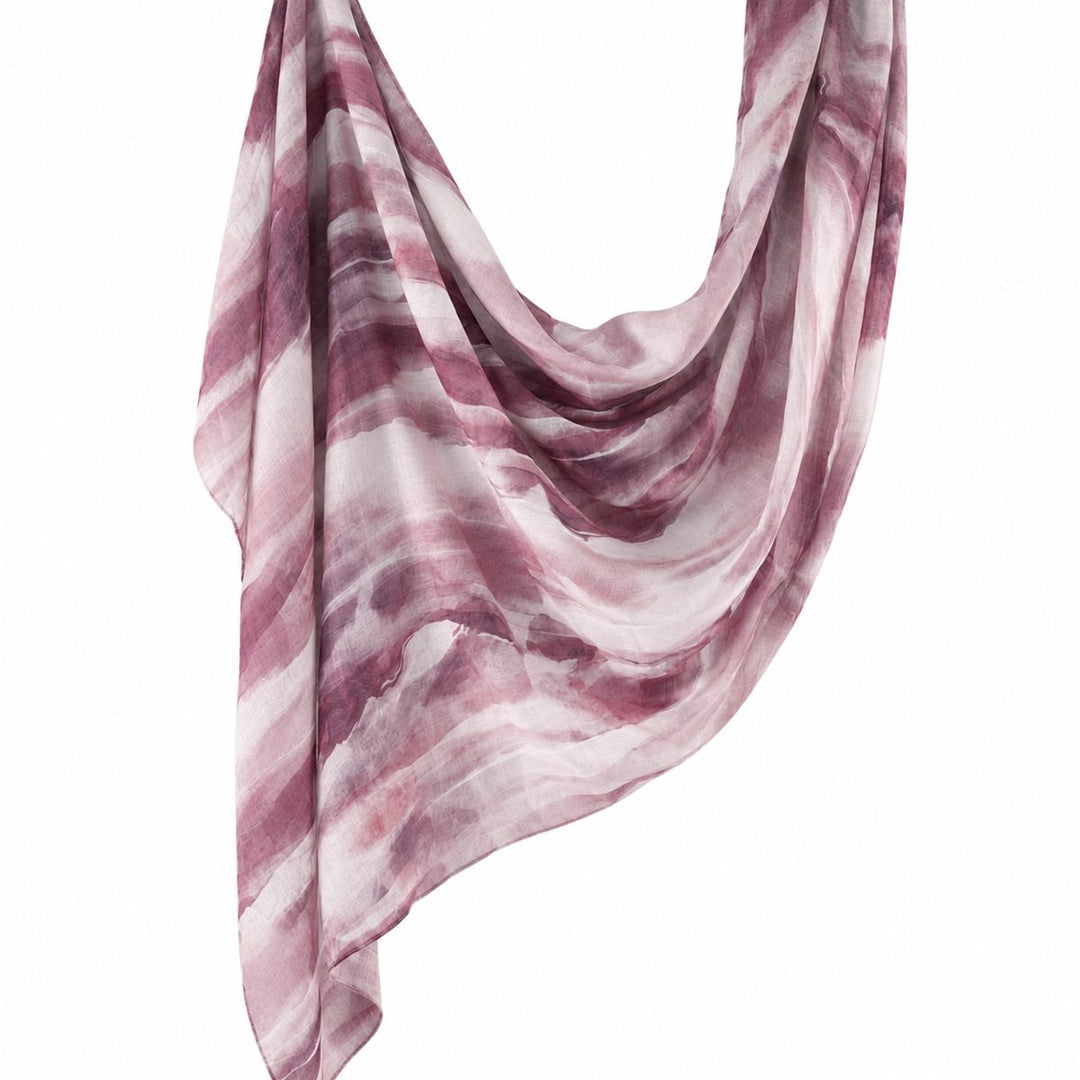 Printed Modal Hijab | Mauve Wave - flat lay view