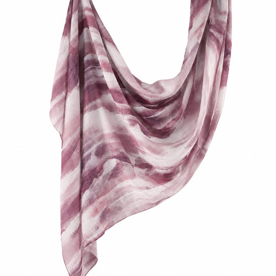 Printed Modal Hijab | Mauve Wave - flat lay view