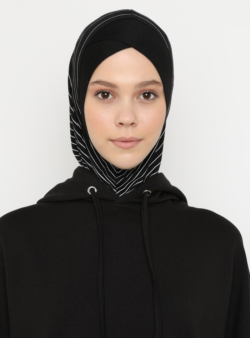 Striped Sport Hijab | Black