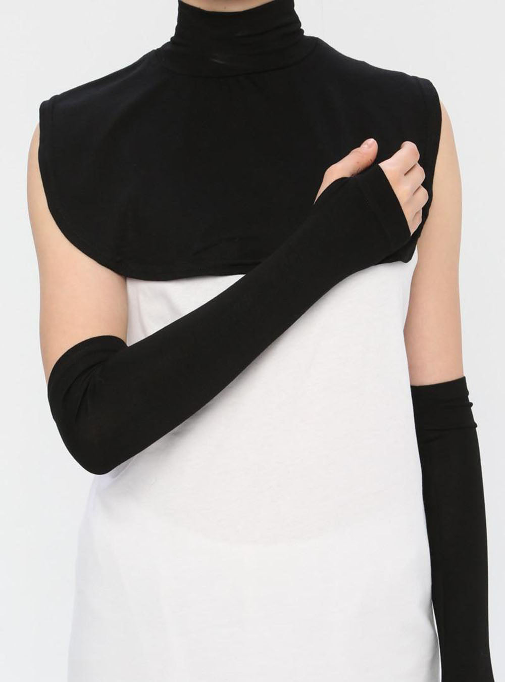 Chic Shoulder Drape with High Neckline | White