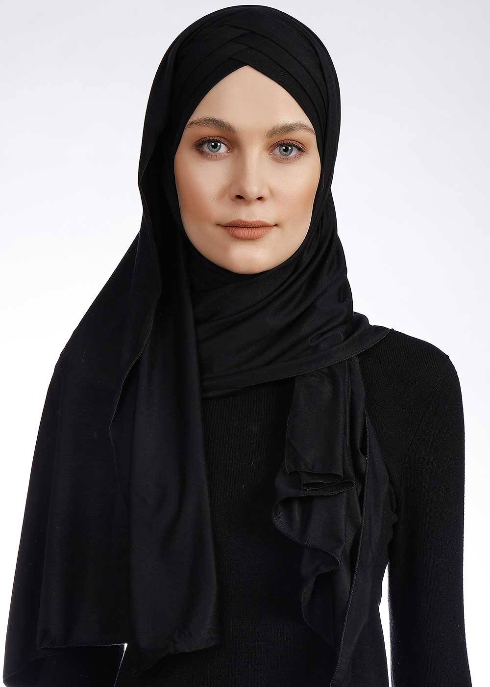 2 in 1 Jersey Hijab Hijab Dana Fashion 01- Black 