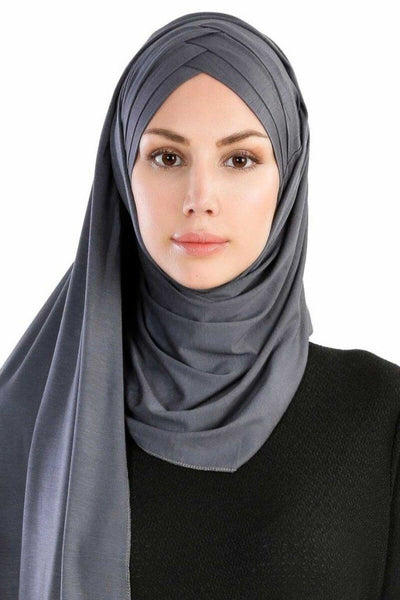 2 in 1 Jersey Hijab Hijab Dana Fashion 27- Gray 