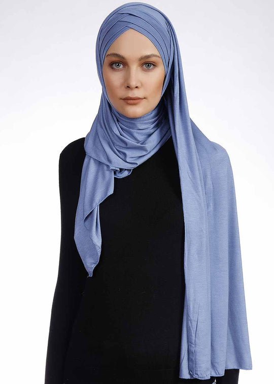 2 in 1 Jersey Hijab Hijab Dana Fashion 42- Ocean Blue 