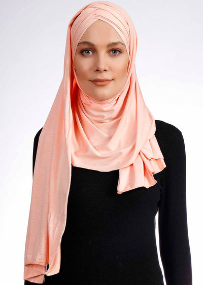 2 in 1 Jersey Hijab Hijab Dana Fashion 43- Peach Puff 