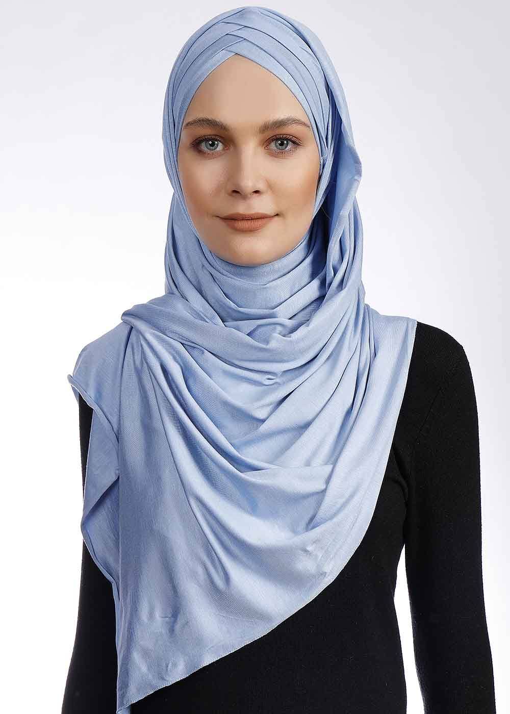 2 in 1 Jersey Hijab Hijab Dana Fashion Baby Blue 