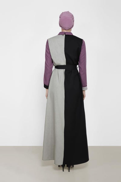 Masika Two Tone Modest Dress | Purple Sleeve