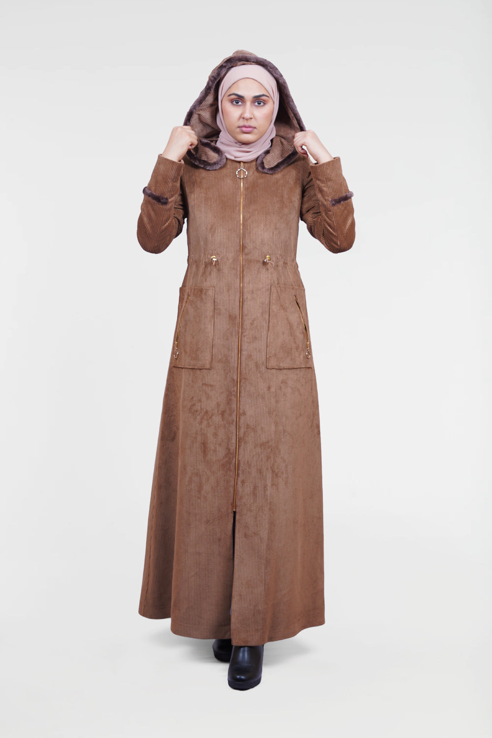 Malak Zipper Front Modest Coat | Dana Fashion